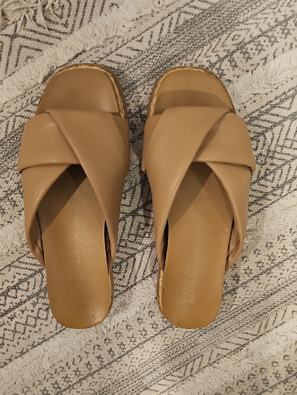 Sincerly Jules Tan Crisscross Slide Sandals